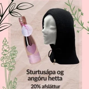 Sixpensari netverslun 13 Konudagsgjöf – kampavínssápa og angóruhetta